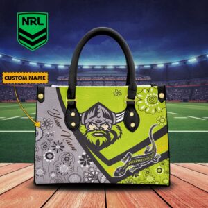 Custom Name Canberra Raiders NRL Women Leather Handbag