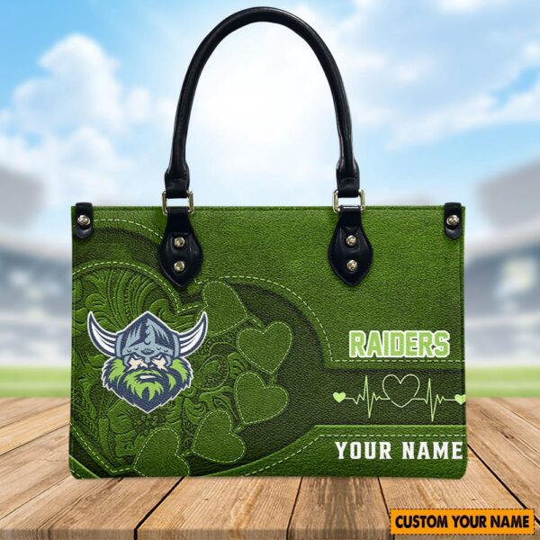 Custom Name Canberra Raiders Women Leather Handbag