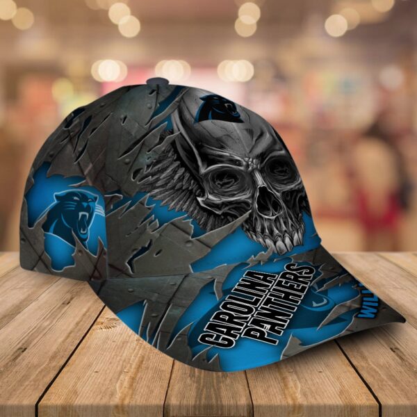 Custom Name Carolina Panthers NFL Skull Baseball Cap