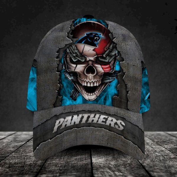 Custom Name Carolina Panthers NFL Skull Chain Baseball Classic Cap