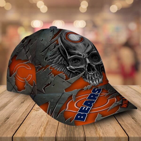 Custom Name Chicago Bears NFL Skull Baseball Cap