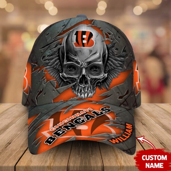 Custom Name Cincinnati Bengals NFL Skull Baseball Cap