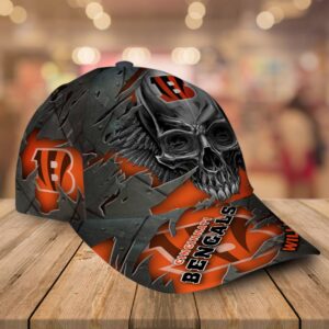 Custom Name Cincinnati Bengals NFL Skull Baseball Cap 2