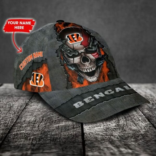 Custom Name Cincinnati Bengals NFL Skull Chain Baseball Classic Cap