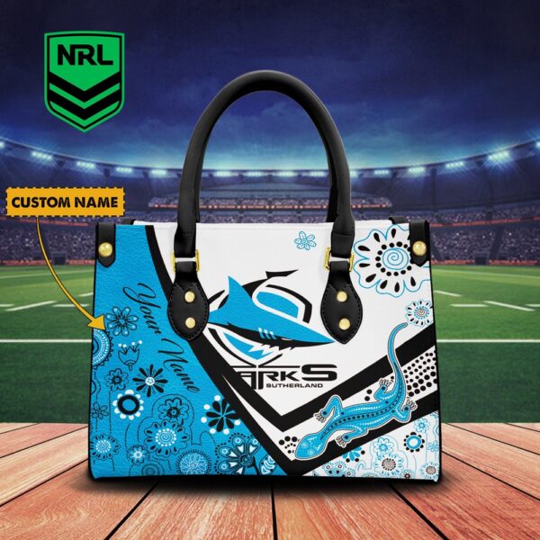 Custom Name Cronulla-Sutherland Sharks NRL Women Leather Handbag