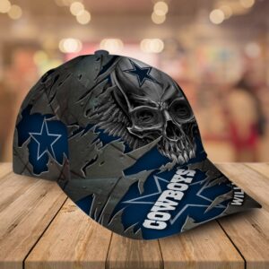 Custom Name Dallas Cowboys NFL Skull Baseball Cap 2