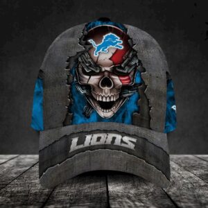 Custom Name Detroit Lions NFL Skull Chain Baseball Classic Cap 1