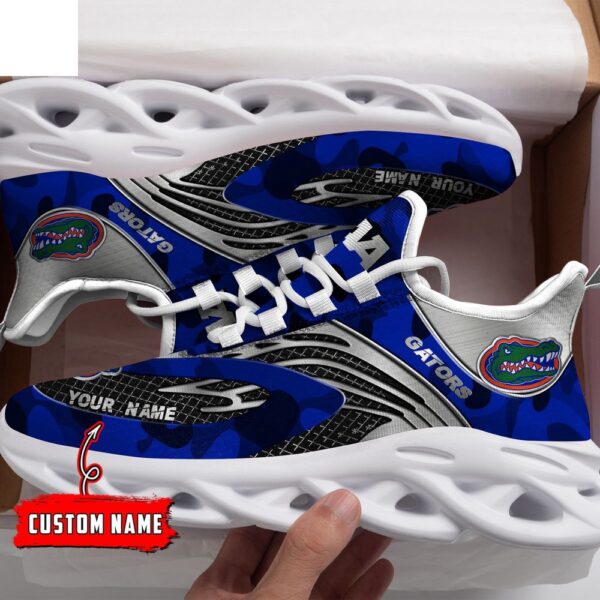 Custom Name Florida Gators Blue And Silver NCAA Name Max Soul Shoes