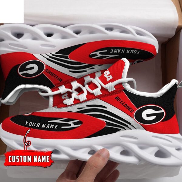 Custom Name Georgia Bulldogs Orange And White NCAA Name Max Soul Shoes