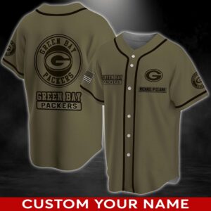 Custom Name Green Bay Packers Baseball Jersey Shirts