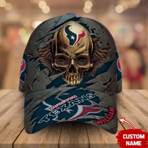 Custom Name Houston Texans NFL Skull Baseball Cap 1