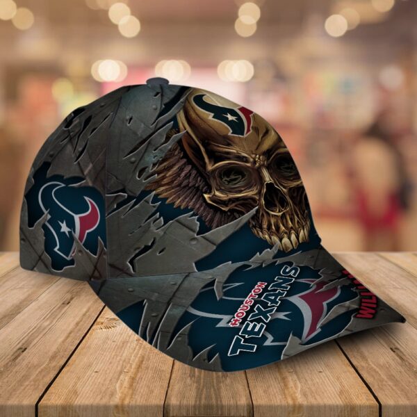 Custom Name Houston Texans NFL Skull Baseball Cap