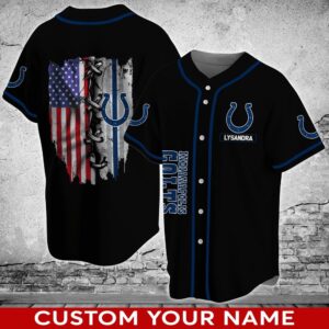 Custom Name Indianapolis Colts NFL American Flag Baseball Jersey Shirt