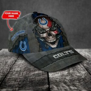 Custom Name Indianapolis Colts NFL Skull Chain Baseball Classic Cap 2