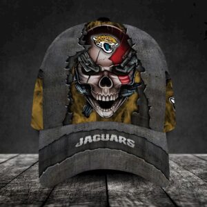 Custom Name Jacksonville Jaguars NFL Skull Chain Baseball Classic Cap 1