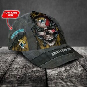 Custom Name Jacksonville Jaguars NFL Skull Chain Baseball Classic Cap 2