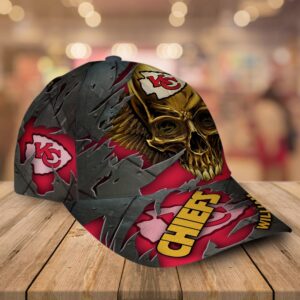 Custom Name Kansas City Chiefs NFL Skull Baseball Cap 2