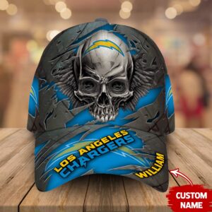 Custom Name Los Angeles Chargers NFL Skull Baseball Cap