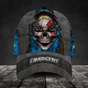 Custom Name Los Angeles Chargers NFL Skull Chain Baseball Classic Cap 1