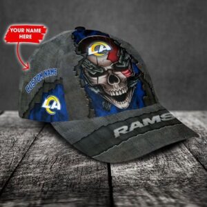 Custom Name Los Angeles Rams NFL Skull Chain Baseball Classic Cap 2