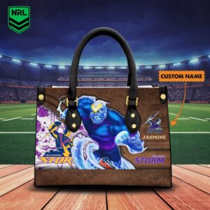 Custom Name Melbourne Storm NRL Mascot Leather Handbag