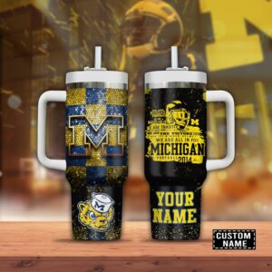 Custom Name Michigan Wolverines football NCAA Stainless Steel Tumbler 40oz