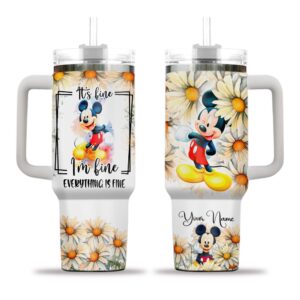 Custom Name Mickey Mouse It’s Fine Tumbler 40oz With Handle