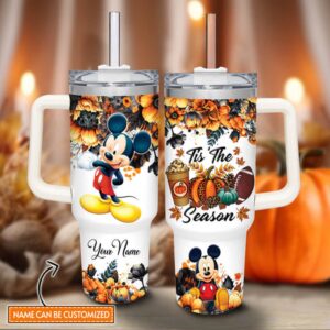 Custom Name Mickey Mouse Tis The Season Tumbler 40oz With Handle