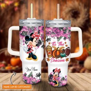 Custom Name Minie Mouse Tis The Season Tumbler 40oz With Handle