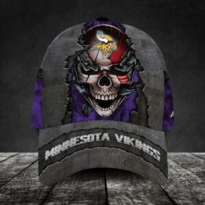 Custom Name Minnesota Vikings NFL Skull Chain Baseball Classic Cap 1