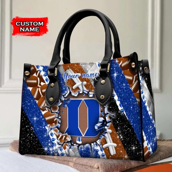 Custom Name NCAA Duke Blue Devils Women Leather Hand Bag