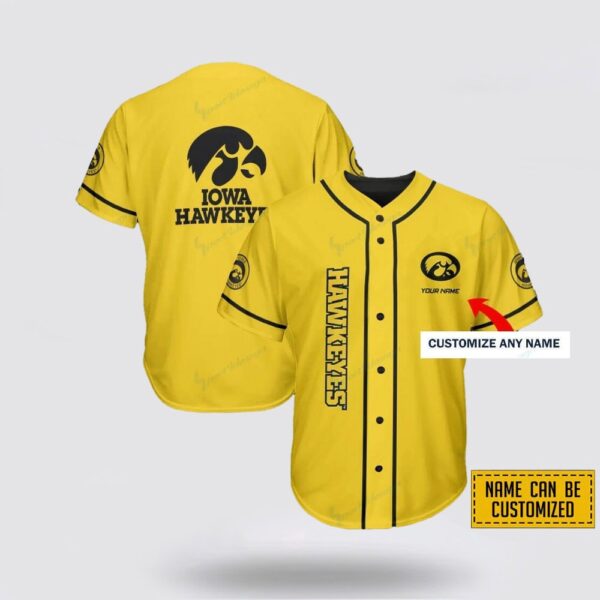 Custom Name NCAA Iowa Hawkeyes Gold Baseball Jersey  Shirt