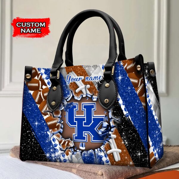 Custom Name NCAA Kentucky Wildcats Women Leather Hand Bag