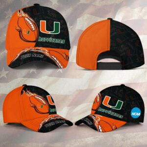 Custom Name NCAA Miami Hurricanes Baseball Cap 1