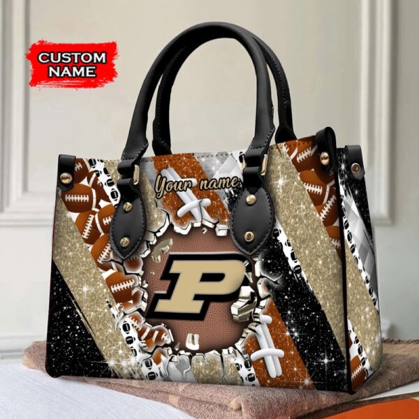 Custom Name NCAA Purdue Boilermakers Women Leather Hand Bag