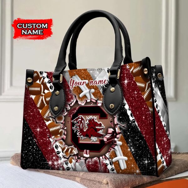 Custom Name NCAA South Carolina Gamecocks Women Leather Hand Bag