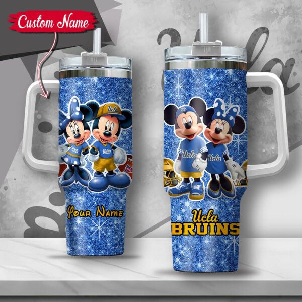 Custom Name NCAA UCLA Bruins Mickey And Minnie Couple Stainless Steel Tumbler 40oz With Handle