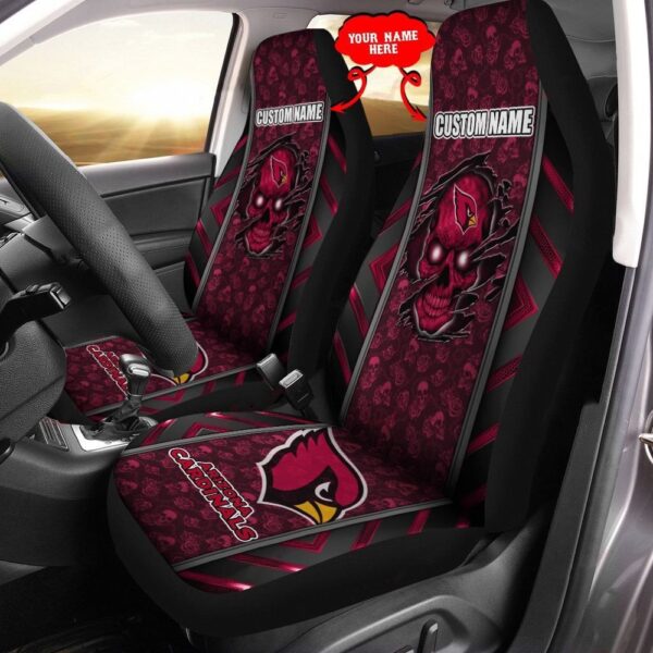 Custom Name NFL Arizona Cardinals Skull Car Seat Covers