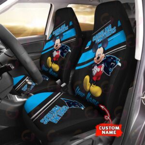 Custom Name NFL Carolina Panthers Mickey Mouse Car Seat Covers