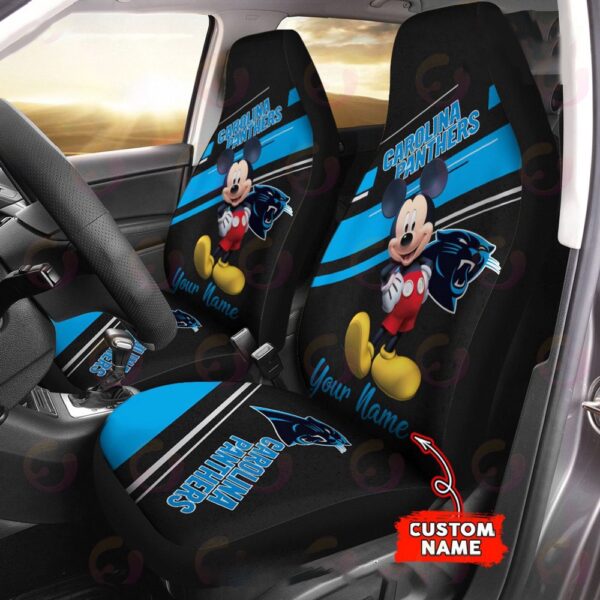 Custom Name NFL Carolina Panthers Mickey Mouse Car Seat Covers