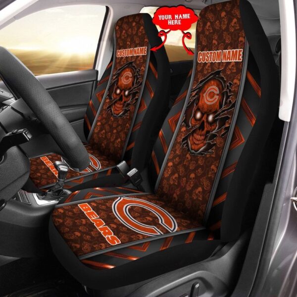 Custom Name NFL Chicago Bears Skull Car Seat Covers