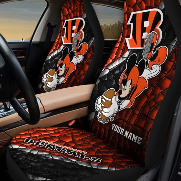 Custom Name NFL Cincinnati Bengals Mickey Mouse Car Seat Covers