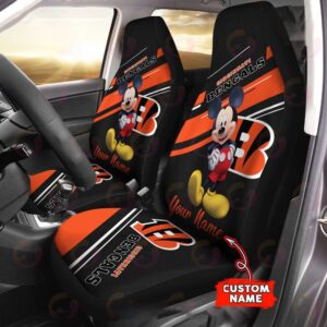 Custom Name NFL Cincinnati Bengals Mickey Mouse Car Seat Covers