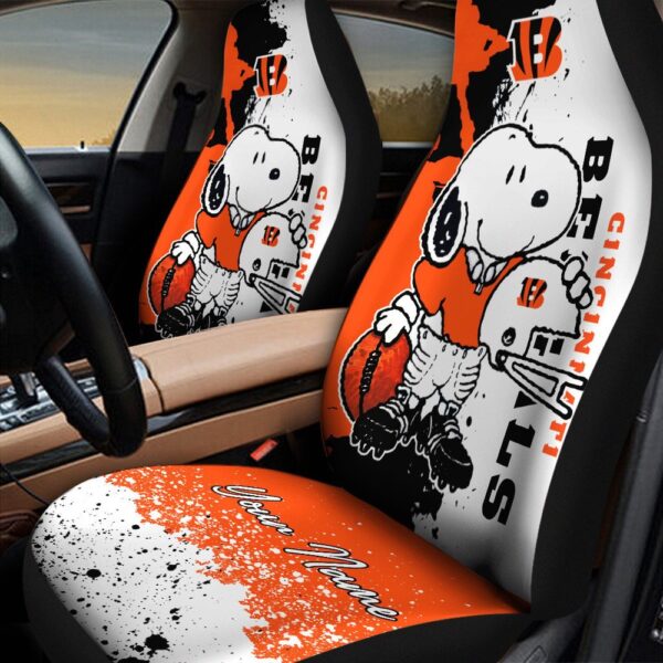 Custom Name NFL Cincinnati Bengals Snoopy Car Seat Covers