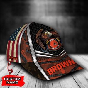 Custom Name NFL Cleveland Browns Baseball Cap Print 2