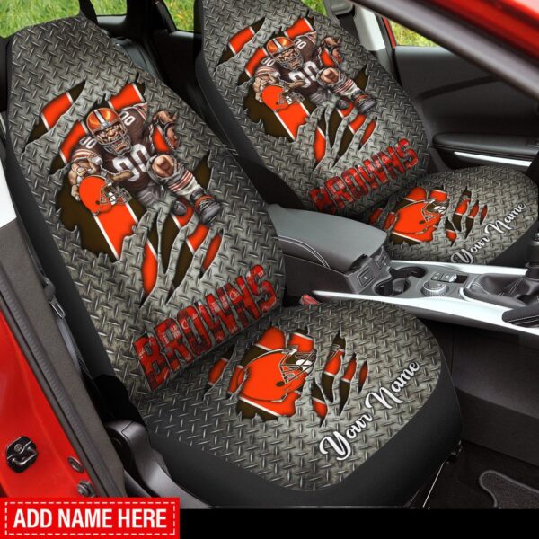 Custom Name NFL Cleveland Browns Mascot Car Seat Covers