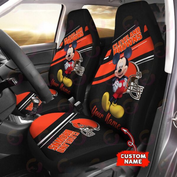 Custom Name NFL Cleveland Browns Mickey Mouse Car Seat Covers