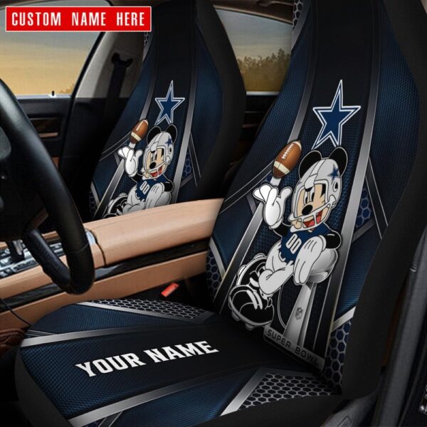 Custom Name NFL Dallas Cowboys And Mickey Mouse Car Seat Covers