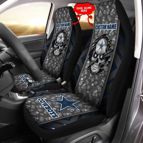 Custom Name NFL Dallas Cowboys Skull Car Seat Covers