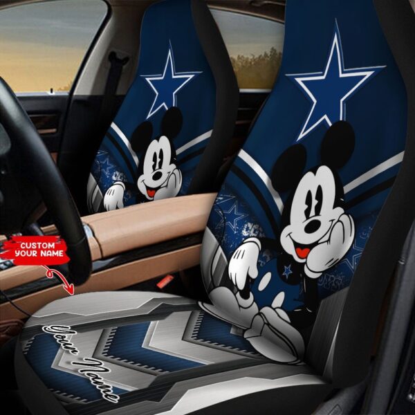 Custom Name NFL Dallas Cowboys With Mickey Mouse Car Seat Covers